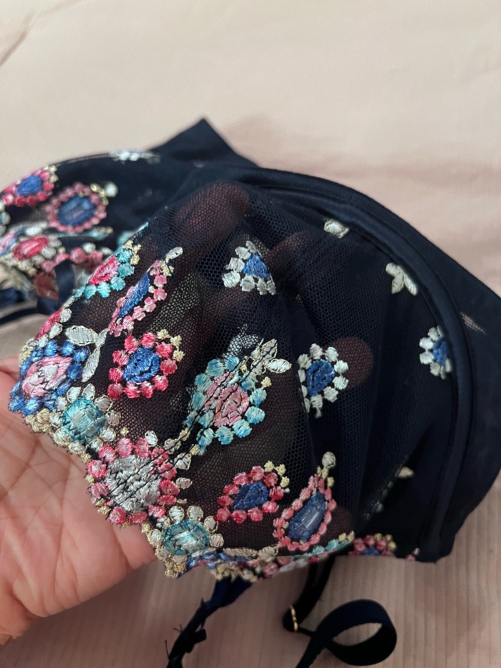 Victoria’s Secret Navy Embroidered Balconette Bra - Women Intimates - Picture 3 of 4
